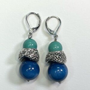blue and silver dangling earrings!